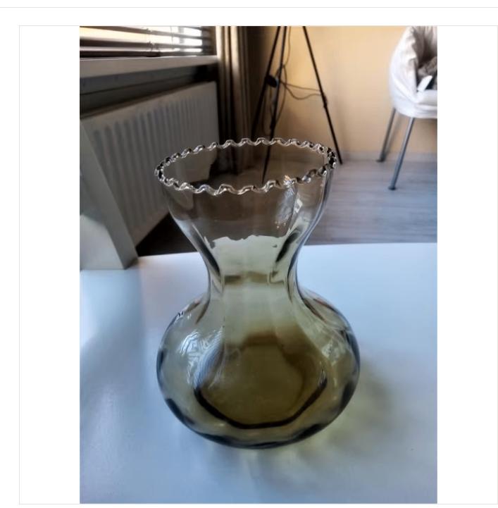 vintage rookglazen hyacint vaas met bruin getint glas, Overige kleuren, Ophalen of Verzenden, Minder dan 50 cm, Glas