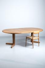 Prachtige Deense eettafel licht eiken met twee extra bladen, Ophalen, Gebruikt, 100 tot 150 cm, Rond
