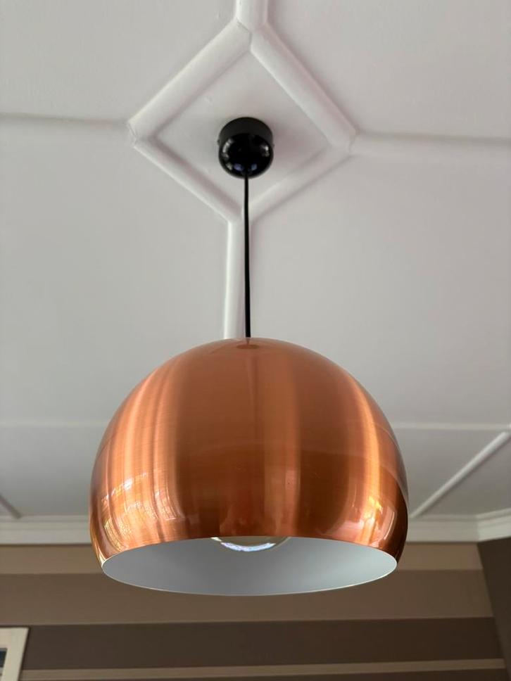 Prachtige koperkleurige hanglamp, Huis en Inrichting, Lampen | Hanglampen, Gebruikt, 50 tot 75 cm, Metaal, Ophalen of Verzenden