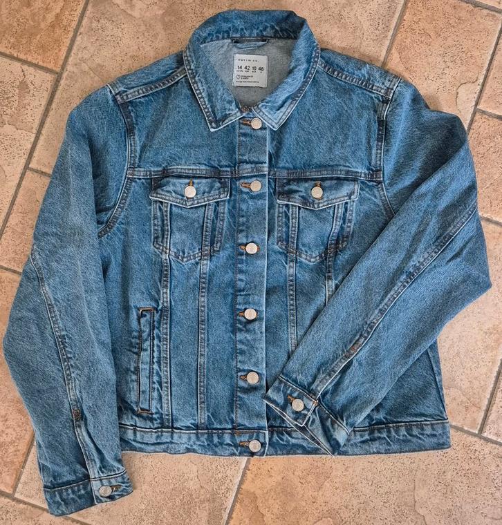 Spijkerjasje Dames Maat 42, Kleding | Dames, Jasjes, Kostuums en Pakken, Zo goed als nieuw, Jasje, Maat 42/44 (L), Blauw, Verzenden