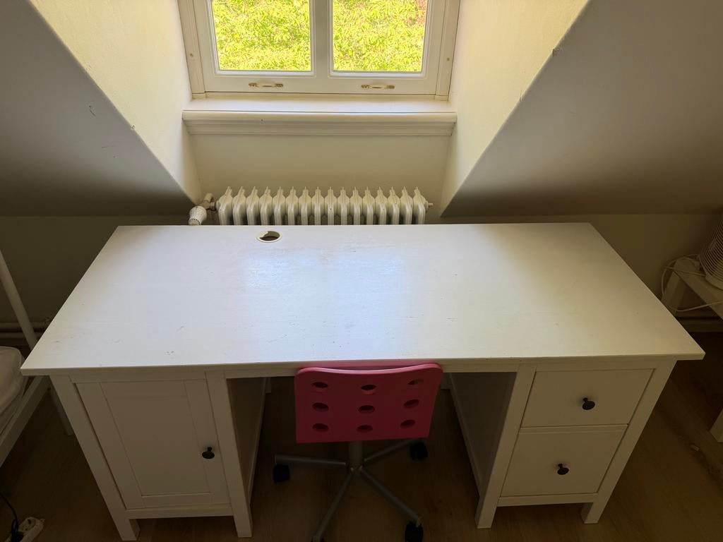 Wit bureau met ladeblok en kastje - ikea Hemmes, Ophalen, Gebruikt