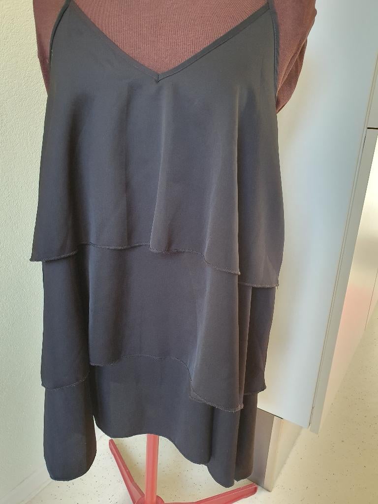 Bloes-Topje Zwart met stroken, Zwart, Maat 46/48 (XL) of groter, Ophalen of Verzenden, Gedragen