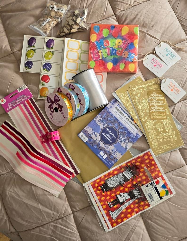 Knutselpakket met linten, stickers en decoratie, Ophalen of Verzenden