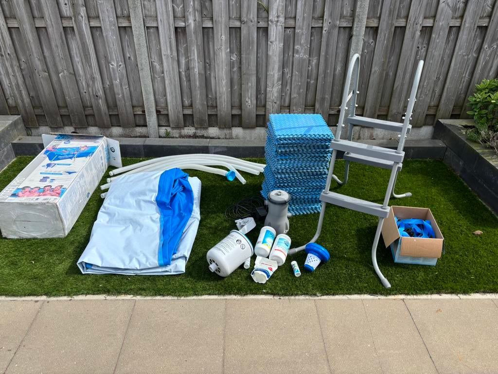 Bestway Steel Pro zwembad 4,00x2,11x0,81m met toebehoren, Ophalen, 200 tot 300 cm, 80 tot 120 cm, Zo goed als nieuw