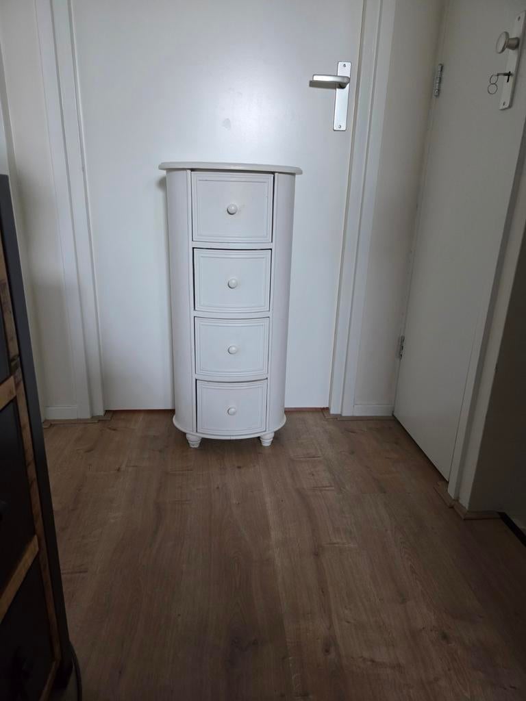 Witte (hal) ladekastje, Huis en Inrichting, Kasten | Ladekasten, Ophalen, Minder dan 50 cm, Zo goed als nieuw, 3 of 4 laden