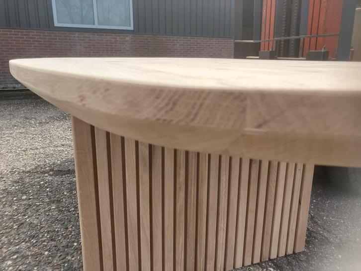 Eiken tafel deens ovaal met latten onderstel, Huis en Inrichting, Tafels | Eettafels, Zo goed als nieuw, Ophalen