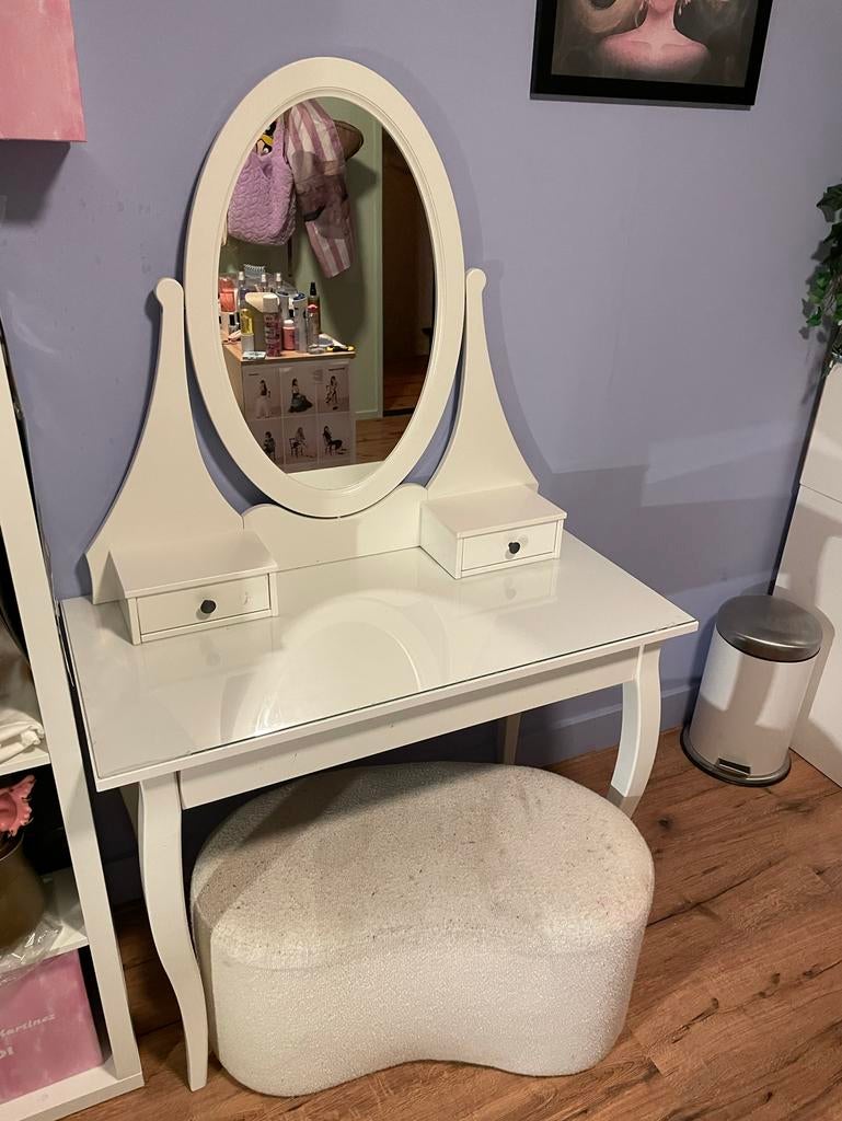 Ikea HEMNES Toilettafel met spiegel, wit, 100x50 cm, Ophalen, Gebruikt, 100 tot 150 cm, 50 tot 100 cm