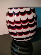 Murano Design Style Glas Vaas Zebra Bordeaux Rood Wit Zwaar, Ophalen of Verzenden