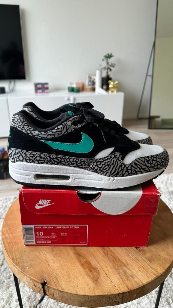 Nike Air Max 1 Atmos Elephant (2017) EU 44 top staat, Kleding | Heren, Schoenen, Ophalen of Verzenden, Zo goed als nieuw, Overige kleuren