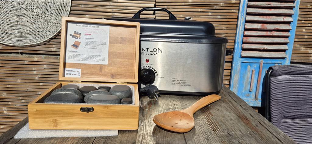 Hotstone massage set met opwarm bak, Ophalen, Gebruikt, Hotstone