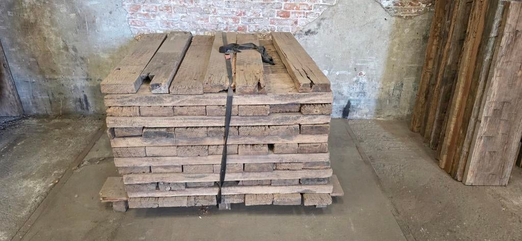 Partij oude harthouten planken, Gebruikt, 25 tot 50 mm, Ophalen of Verzenden, Plank