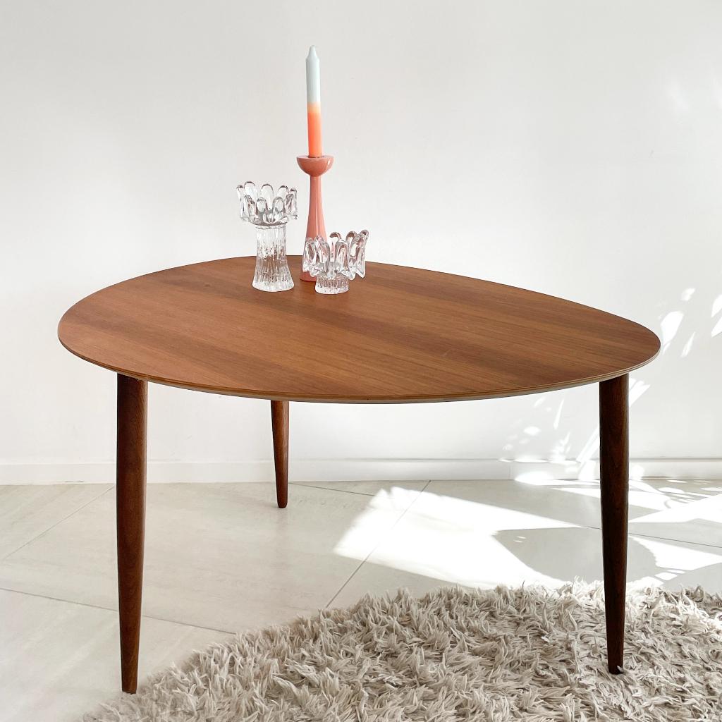 Deens Design SALONTAFEL teak multiplex retro vintage Scandi, Ophalen, Gebruikt, 50 tot 100 cm, Vintage Mid Century Scandinavisch design Denmark Japandi