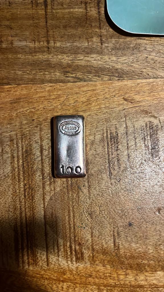 Zeldzame Johnson Matthey Brussel 100 gram zilverbaar, Ophalen of Verzenden, Zilver