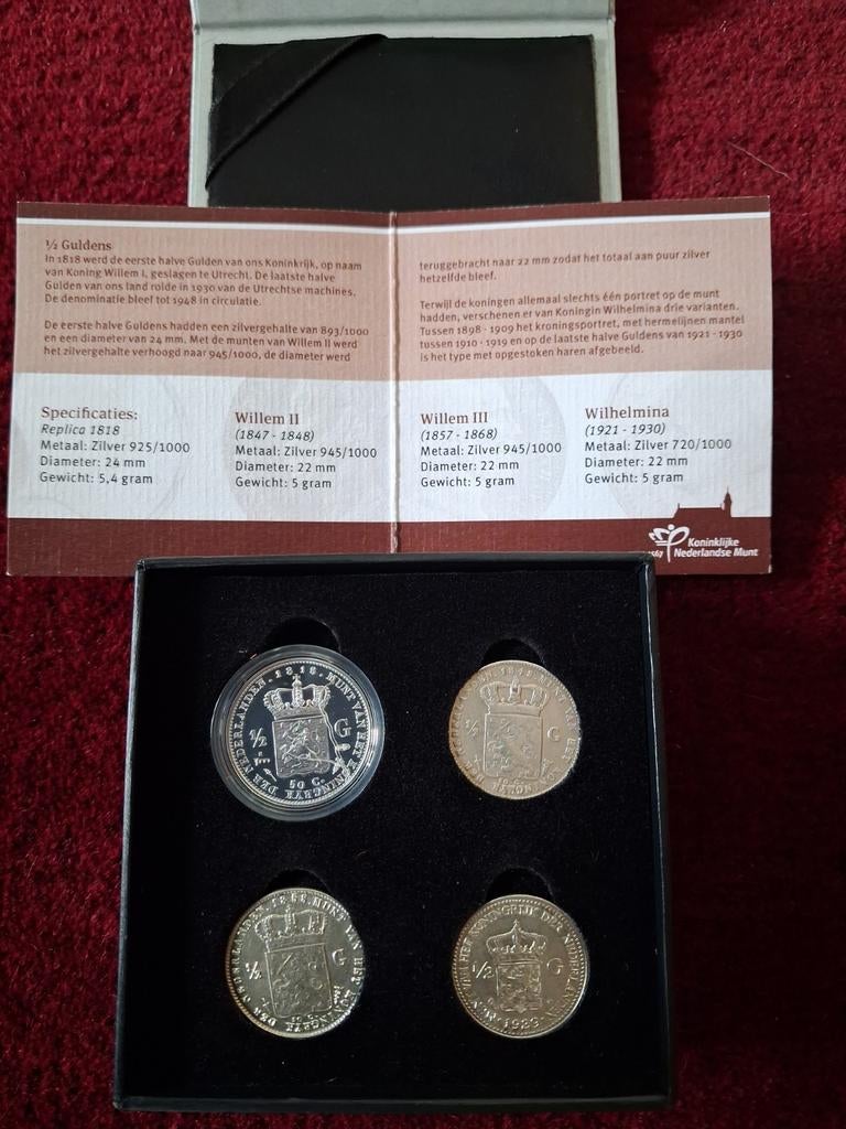 200 jaar halve gulden set 1818 - 2018, Postzegels en Munten, Munten | Nederland, Ophalen of Verzenden, Koning Willem III, ½ gulden