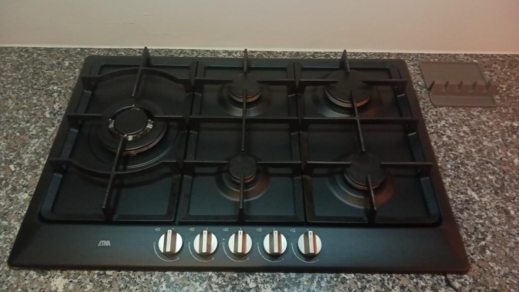 Etna Gasfornuis - Zwart, 5 Kookzones, Inbouw, Witgoed en Apparatuur, Fornuizen, Ophalen, Gebruikt, Minder dan 85 cm, 60 cm of meer