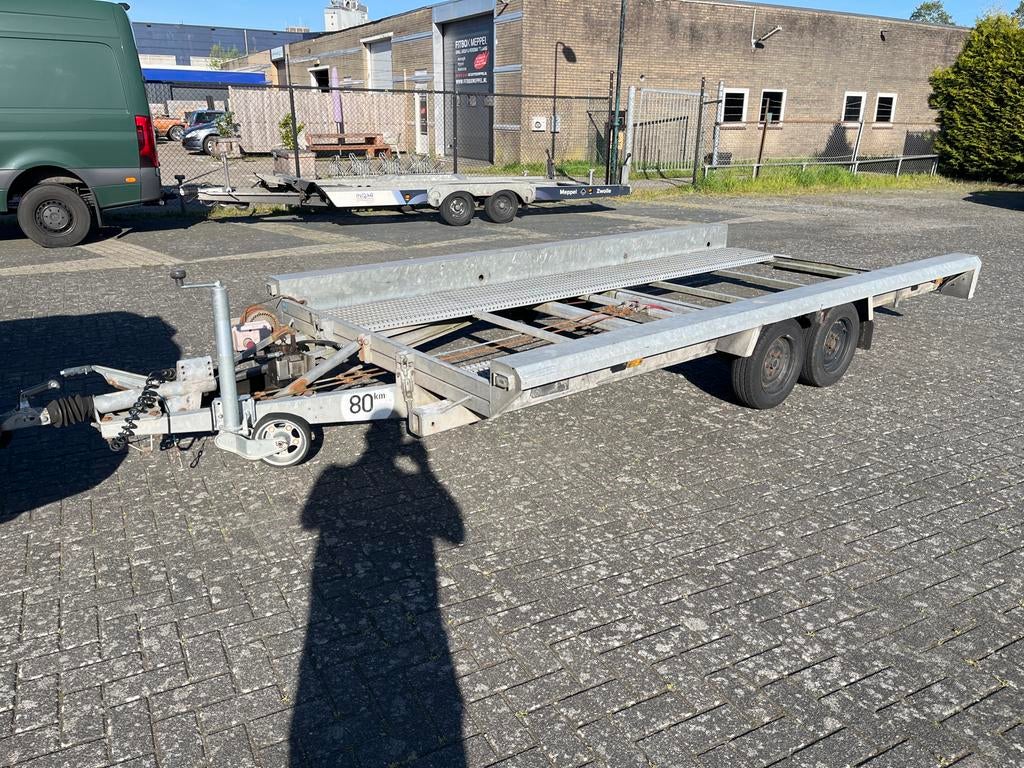 Robuuste autotransporter / trailer met dubbele as, Ophalen, Gebruikt