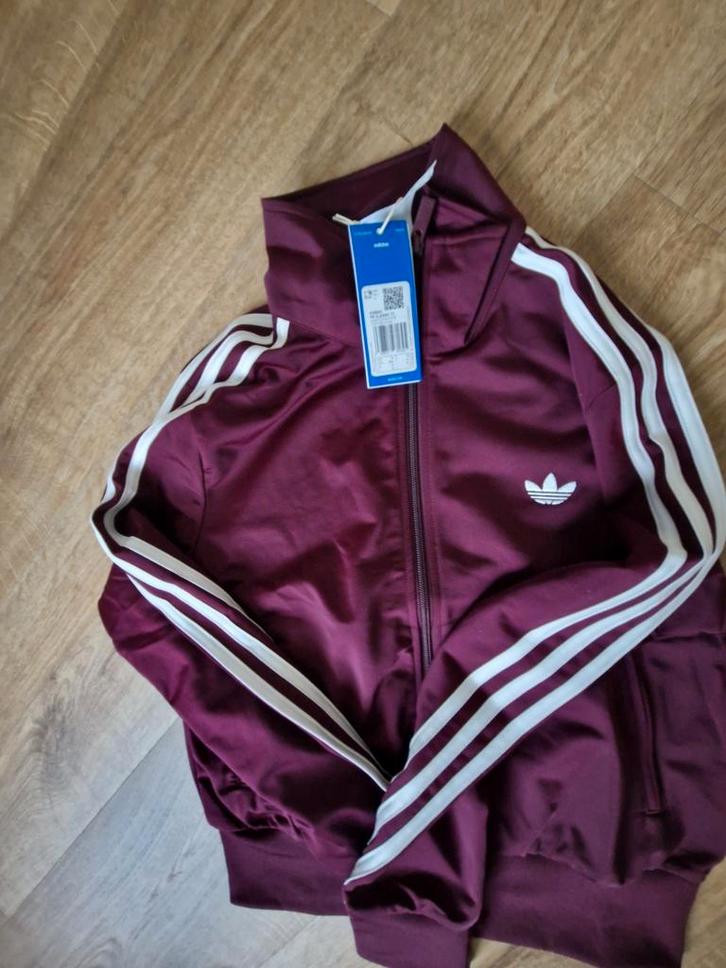 Nieuwe Adidas jas -en winterj Bordeauxrood met witte strepen, Kleding | Dames, Jassen | Zomer, Nieuw, Maat 36 (S), Overige kleuren