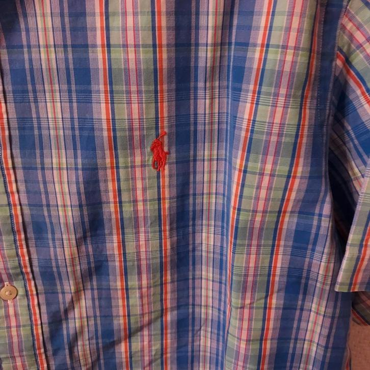 Polo Ralph Lauren geruit overhemd - Custom Fit XL, Kleding | Heren, Overhemden, Zo goed als nieuw, Halswijdte 43/44 (XL), Blauw