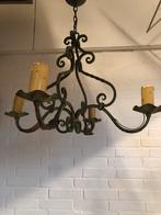 smeedijzeren kroonluchter kaarsenkroon met bloemen/bladeren, Ophalen of Verzenden, Gebruikt, Metaal, Brocante, frans, landelijk