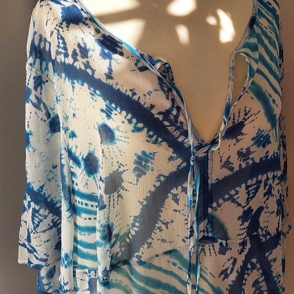 Zomerse blauwe blouse Ulla Popken maat 50/52, Ulla Popken, Ophalen of Verzenden, Gedragen, Blauw