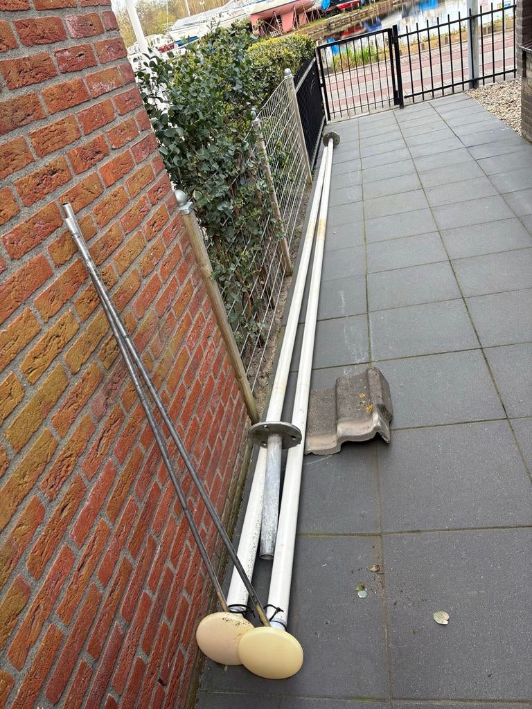 Baniermast 6 meter met voet, Ophalen of Verzenden, Gebruikt