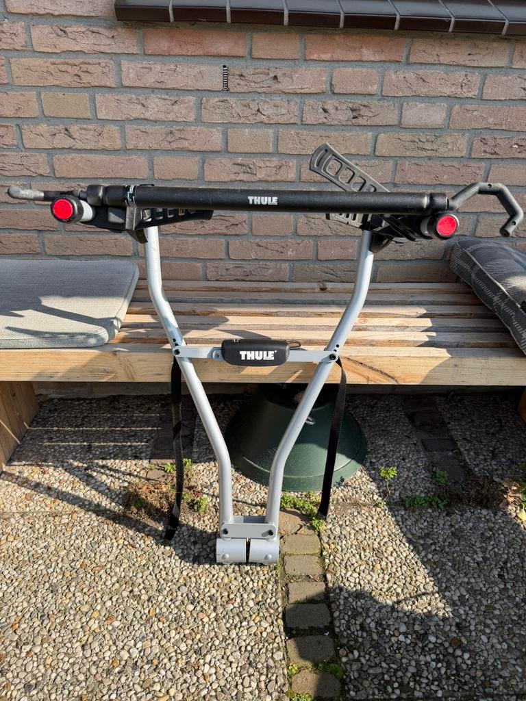 Fietsendrager + vrouwenfiets adapter, Ophalen, 2 fietsen, Gebruikt, Trekhaakdrager