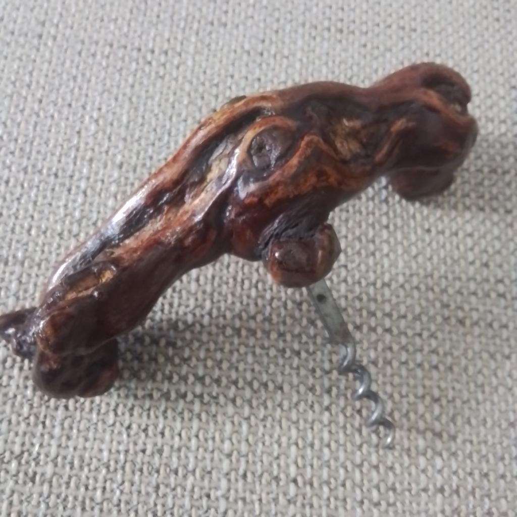 Heel oude kurkentrekker van wijnrank hout, Ophalen of Verzenden