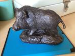 Henk Roosink design brons sculptuur,wild zwijn,gesigneerd., Ophalen of Verzenden, Zo goed als nieuw, Dier