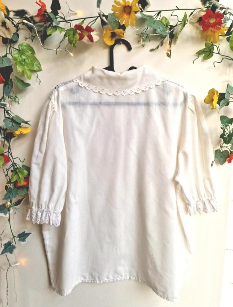 Super mooie vintage lolita/victoriaanse witte blouse, Ophalen of Verzenden, Zo goed als nieuw, Maat 46/48 (XL) of groter, Wit