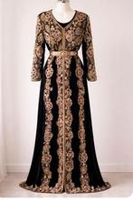 Marokkaanse jurk | Takshita | 2-delig, Zwart, Zo goed als nieuw, Onder de knie, Ophalen