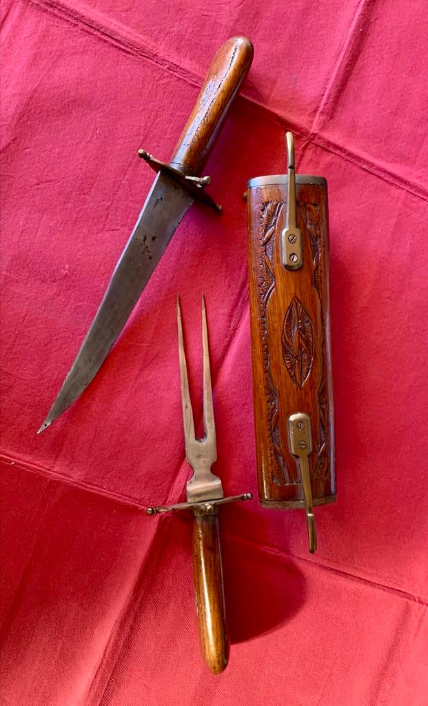 Vintage trancheer set, handgesneden, India, Antiek en Kunst, Ophalen of Verzenden