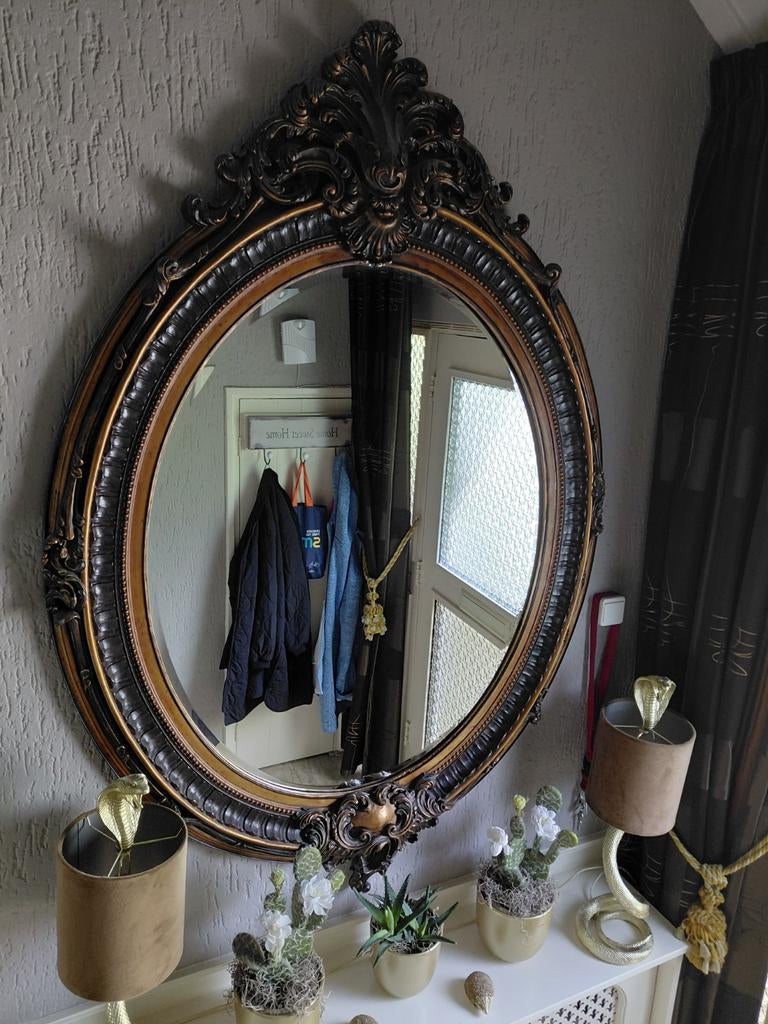 Oude spiegel, Antiek en Kunst, Antiek | Spiegels, Ophalen, Rechthoekig