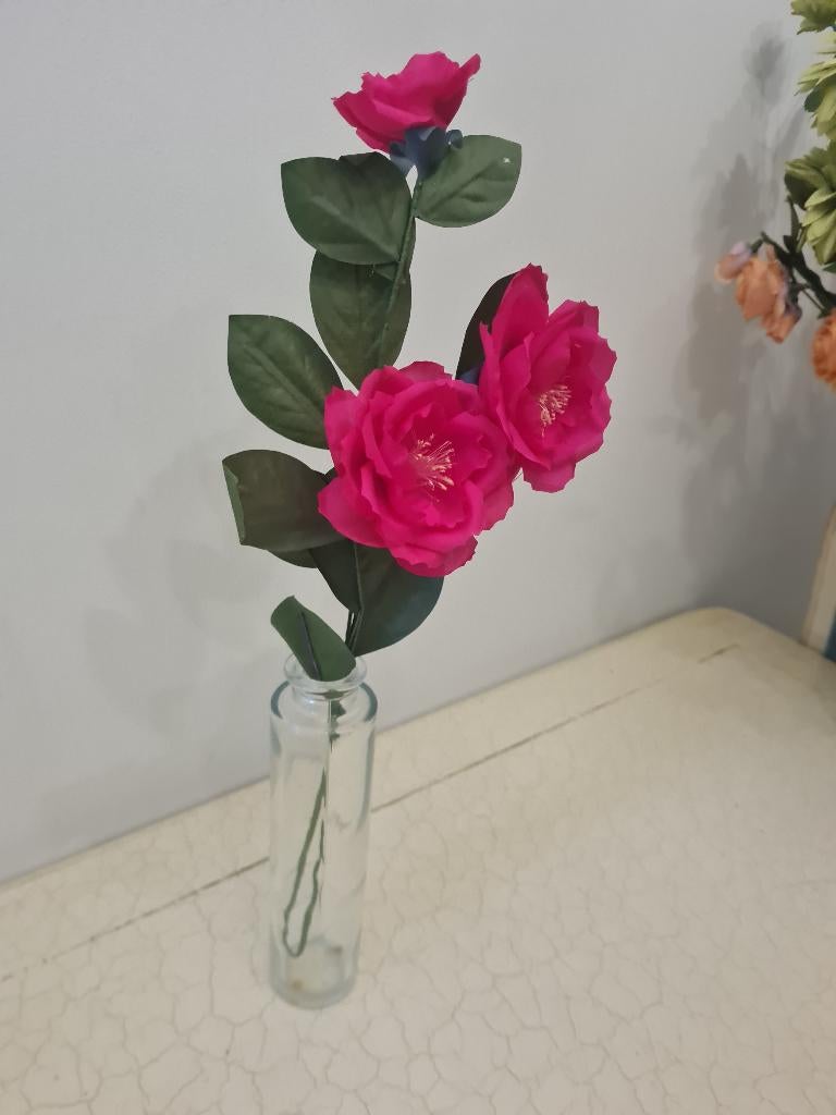 Zijden roos per tak 1.95, Roze, Ophalen of Verzenden, Jolandamonsieurs@gmail.com, 57 cm