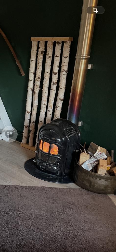 2 x Roomdivider berkenhout zwaar degelijk sfeervol, Ophalen, Zo goed als nieuw