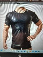 Heren leatherlook t-shirt     (075), Ophalen of Verzenden, Zwart, Overige typen