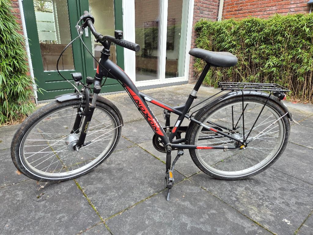 Stoere Noxon 24 inch fiets – Mat Zwart met Rood - met vering, Ophalen, Versnellingen, Noxon, Gebruikt