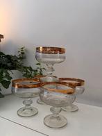 Set van 5 coupé champagne glazen met goudkleurige rand, Antiek en Kunst, Ophalen of Verzenden