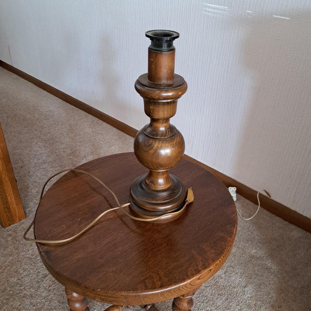 Vintage houten staande lamp voet, Gebruikt, Ophalen of Verzenden, Vintage, Klassiek, Rustiek, Minder dan 100 cm