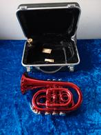 Jäger Pocket Trompet - Rood - Met Koffer, Ophalen of Verzenden, Gebruikt, Bes-trompet, Met koffer