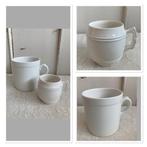 Brocante witte beker - mok - bekertje - mokje, Overige materialen, Gebruikt, Overige typen, Ophalen of Verzenden