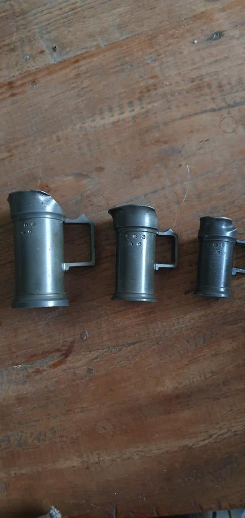 3 tinnen kannetjes, Antiek en Kunst, Antiek | Tin, Ophalen of Verzenden