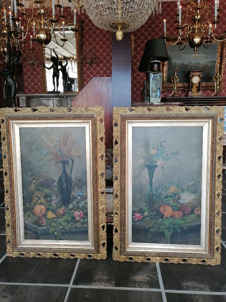 paar olie verven art nouveau, Verzenden