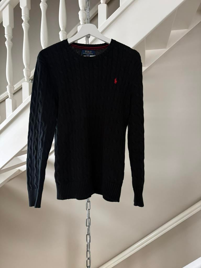 Trui kabel zwart Ralph Lauren Polo maat L (14-16 jaar), Ophalen of Verzenden, Zo goed als nieuw, Overige maten, Zwart