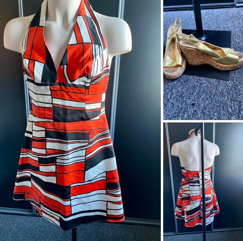 Vintage Halter Jurk Maat S  schoenen Maat 39  Carnaval, Ophalen of Verzenden, Gedragen, Maat 38/40 (M), Carnaval