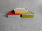 Tupperware 3x diepvriesdoos 300 ml. Vintage Rood Groen Geel, Ophalen of Verzenden, Gebruikt, Groen, Overige typen
