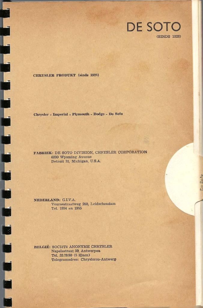 USA Cars de Soto specificaties en afstelgegevens, Auto diversen, Handleidingen en Instructieboekjes, Verzenden