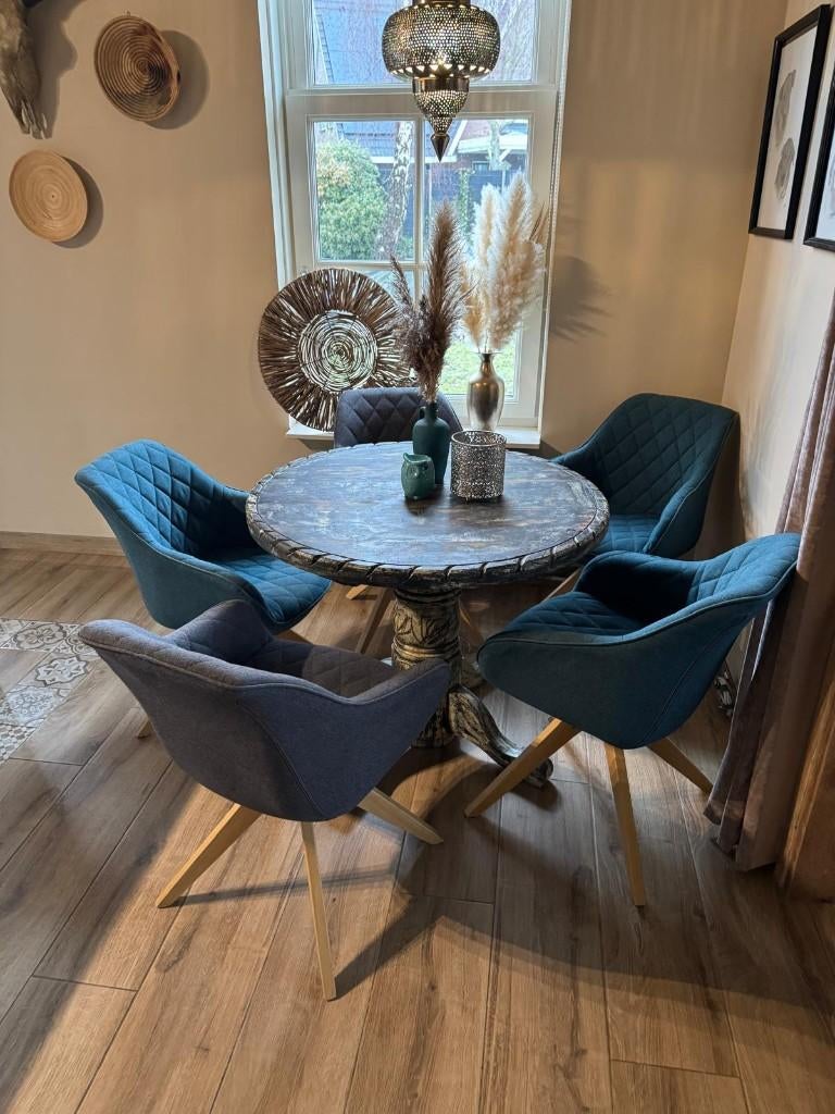 Set van 5 Moderne/gestoffeerde eetkamer stoelen Nieuwstaat !, Ophalen of Verzenden, Zo goed als nieuw, Modern , Klassiek , Retro