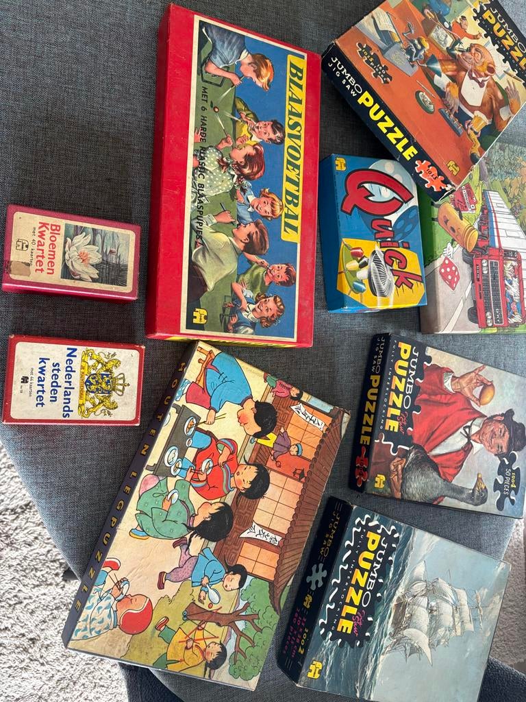 Lot vintage puzzels en oud Hollandse spelen, Ophalen of Verzenden, Minder dan 500 stukjes, Gebruikt, Overige typen