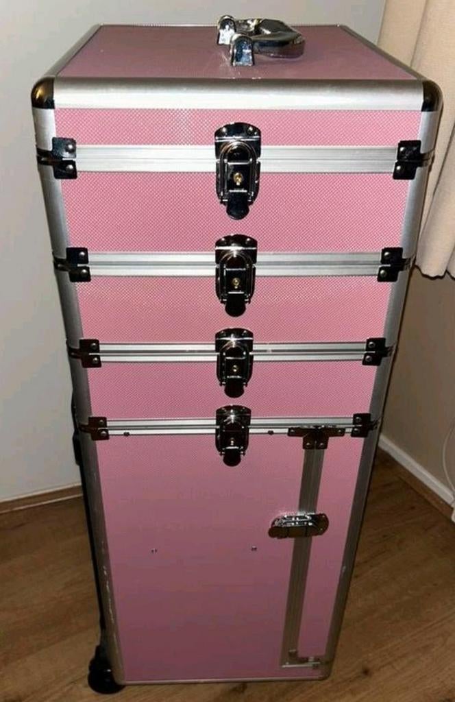 Roze nagelkoffer op wielen, Ophalen, Gebruikt, Roze, Hardcase