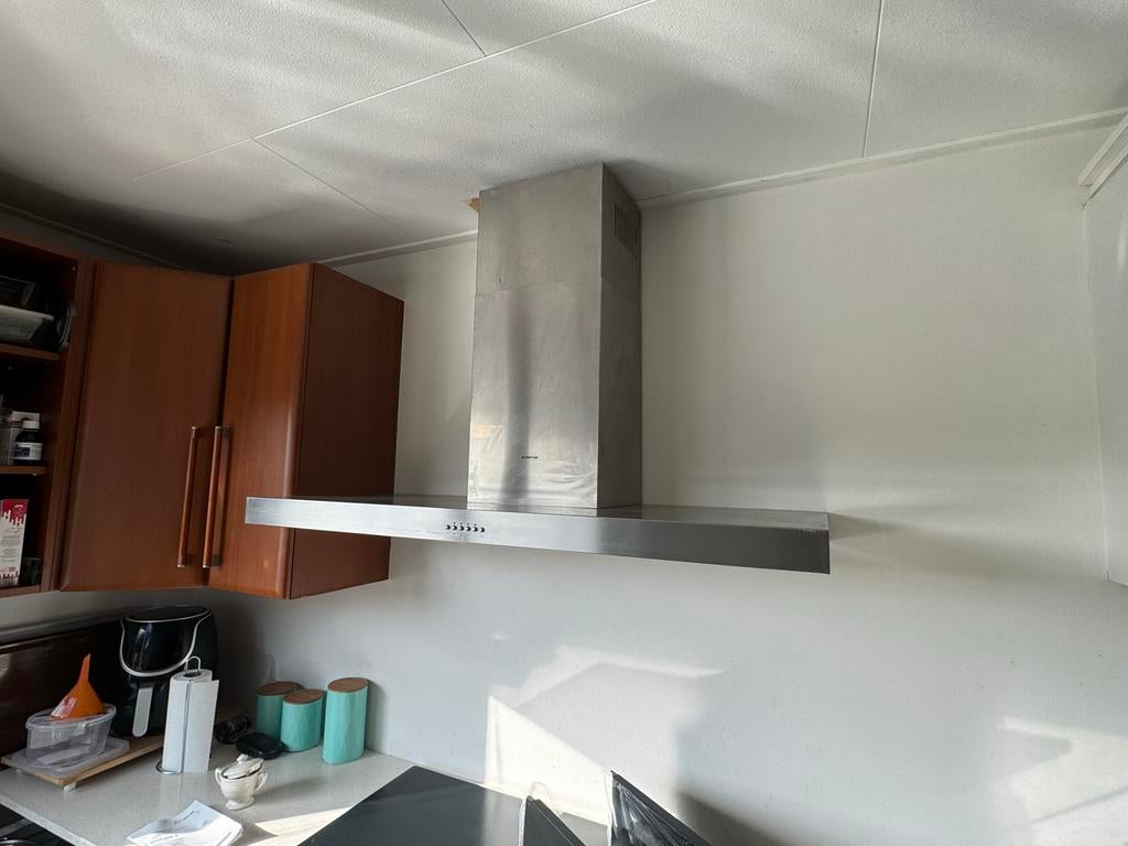 RVS Afzuigkap 120 cm breed - Schouwkap, Witgoed en Apparatuur, Afzuigkappen, Ophalen, Gebruikt, Wandschouwkap, 400 tot 600 m³ per uur